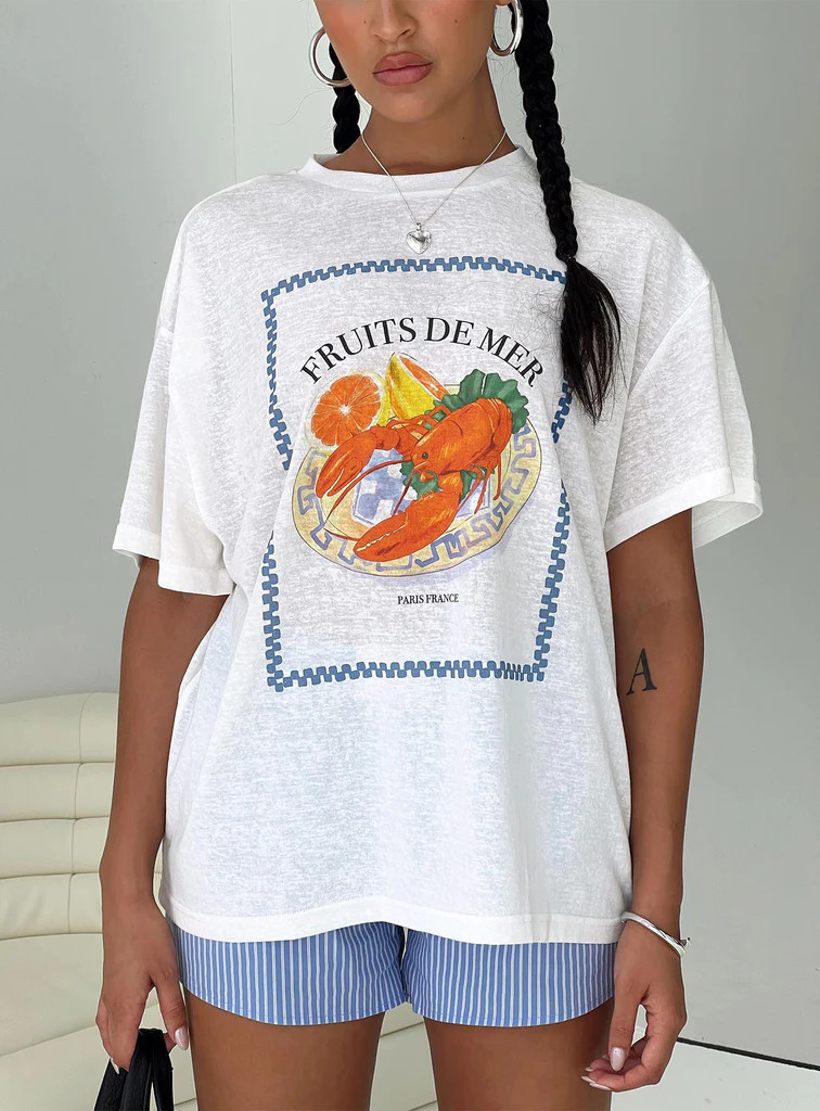 Larry Lobster Oversized Tee White | Princess Polly AU