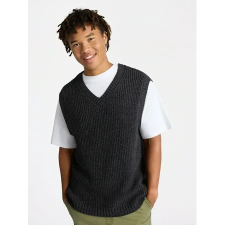 No Boundaries V Neck Marled Vest, Men's & Big Men's | Walmart (US)