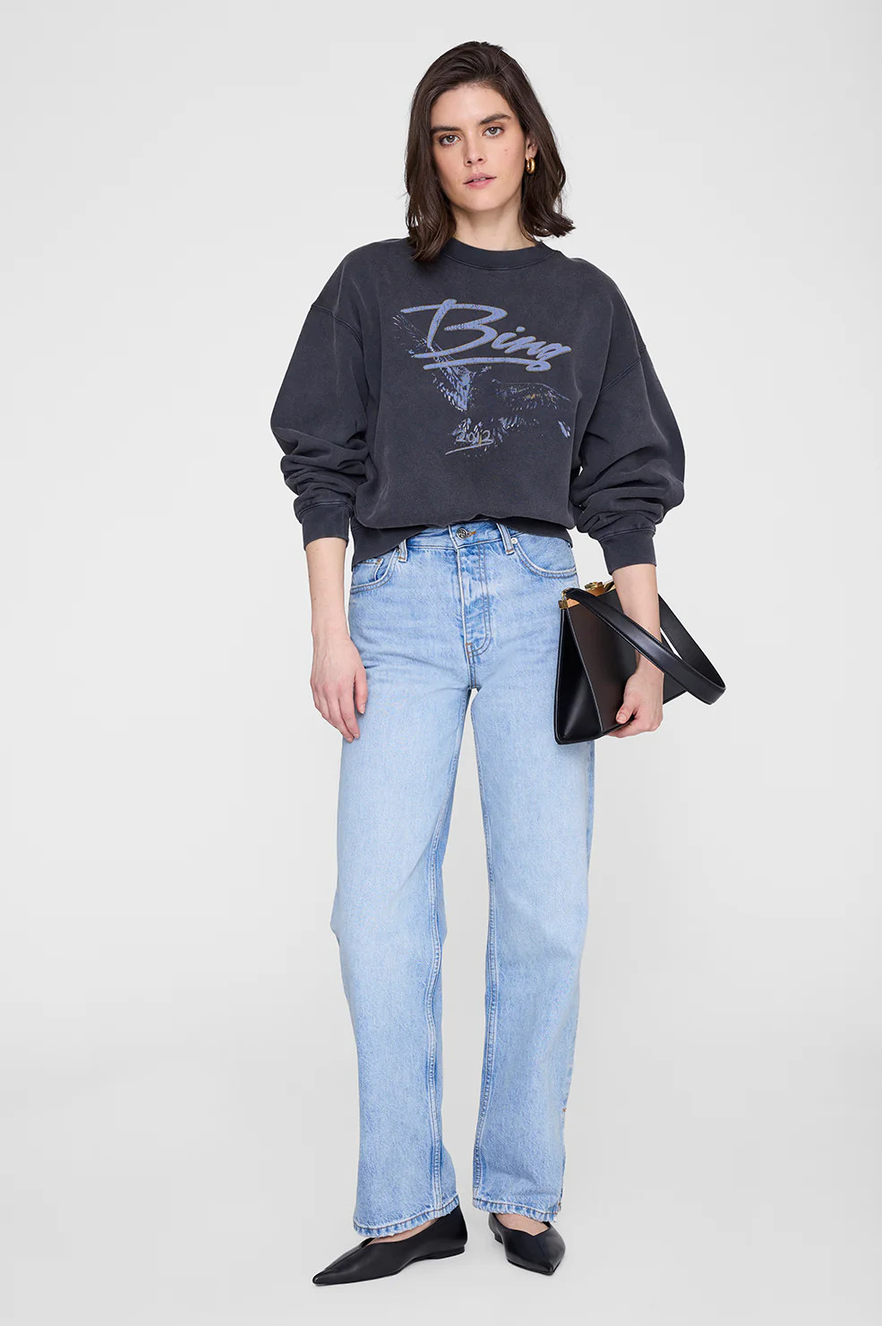 Spencer Sweatshirt Eagle - Washed Black | Anine Bing
