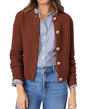 PRETTYGARDEN Women's Knit Cardigan Sweaters Casual Long Sleeve Open Front Button Down Trendy Jack... | Amazon (US)