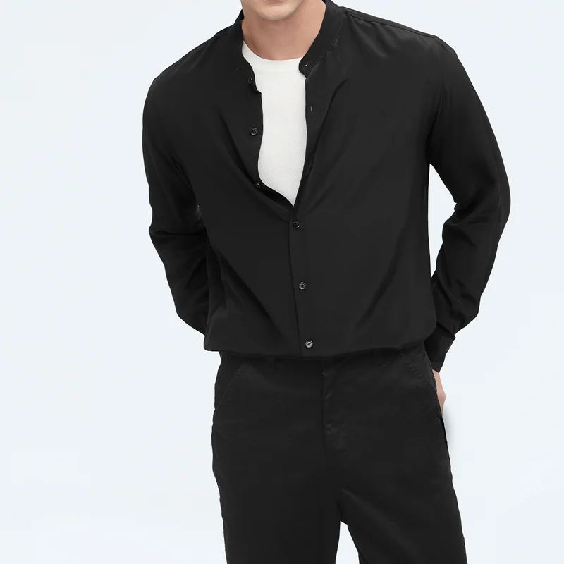 LILYSILK Business Formal Silk Shirt For Men - Black - XL | Verishop