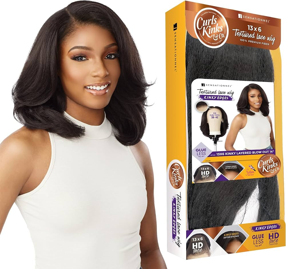 Sensationnel Kinky edge 13x6 lacewigs - kinky layered blow out 14-inch glueless synthetic wig - C... | Amazon (US)