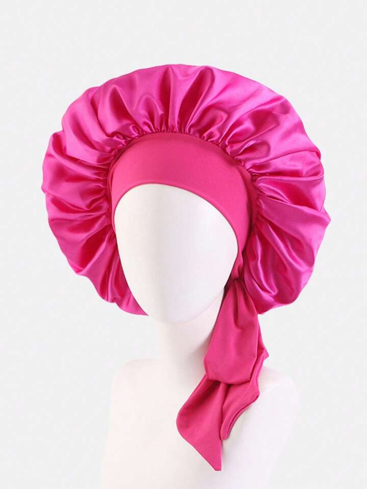 1pc Women's Thick Fabric Elastic Ruffle Band Silk-Like Satin Bonnet Cap, Suitable For Daily Use S... | SHEIN