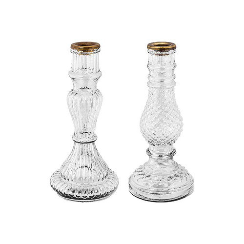 Set of 2 Clear Prometeus Glass Candle Holders | Temple & Webster AU