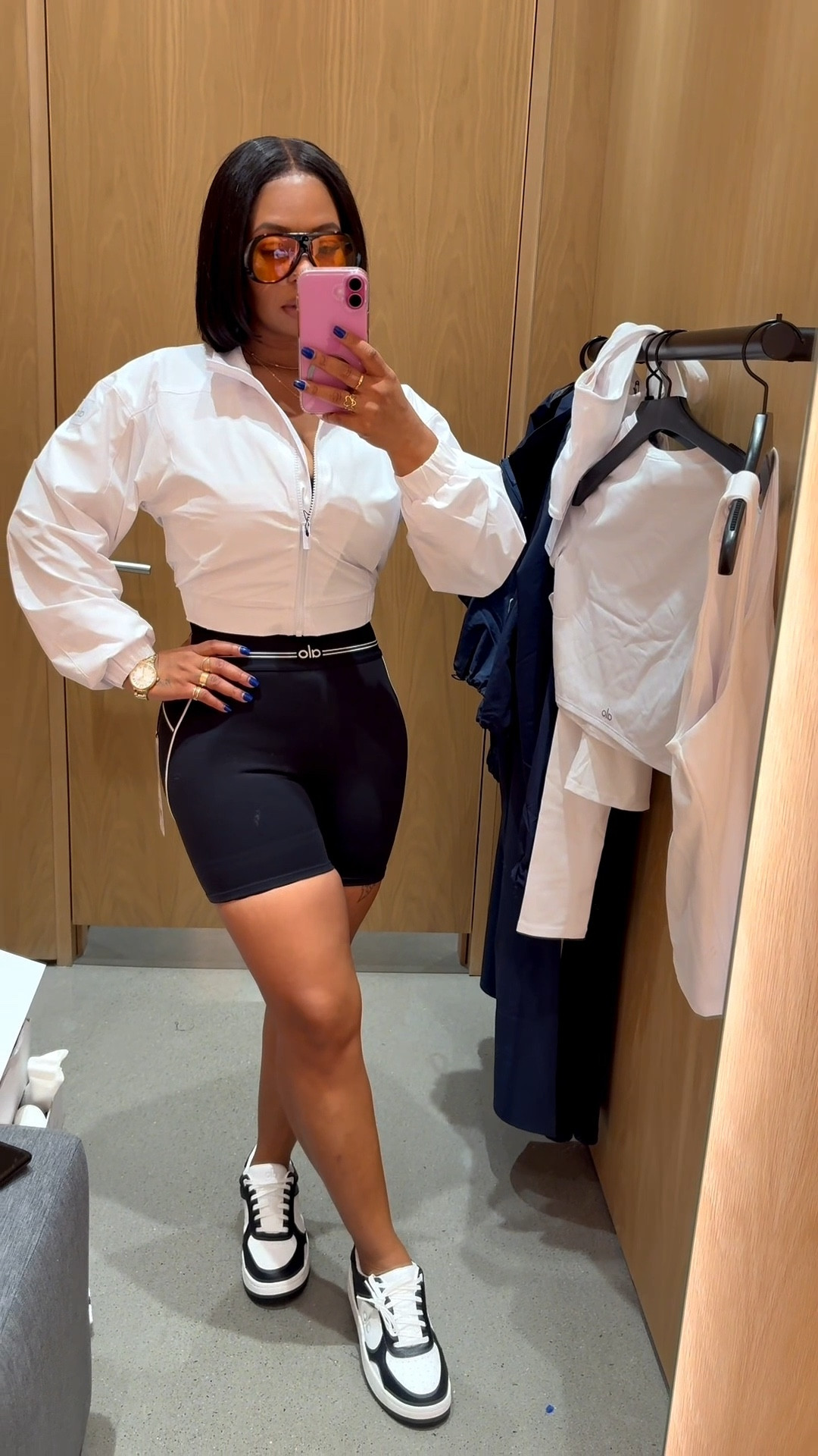 5’2 | 150lbs | Small Crop Jacket | Medium Shorts | Size 8 Tennis Shoes

Alo Girl Summer starts now ☀️🔥

Wearing the perfect summer look from Alo — white crop jacket + biker/yoga shorts and I’m OBSESSED.

✔️ Squat-proof biker shorts ✔️ No rolling at the waist or thighs ✔️ Snatched, comfy, and flattering

Paired it with the new Alo tennis shoes and they are SO soft, lightweight, and insanely comfortable — perfect for workouts, errands, or everyday wear. This whole look = effortless, sporty, clean girl aesthetic 🤍

#LTKActive #LTKgrwm #LTKootd