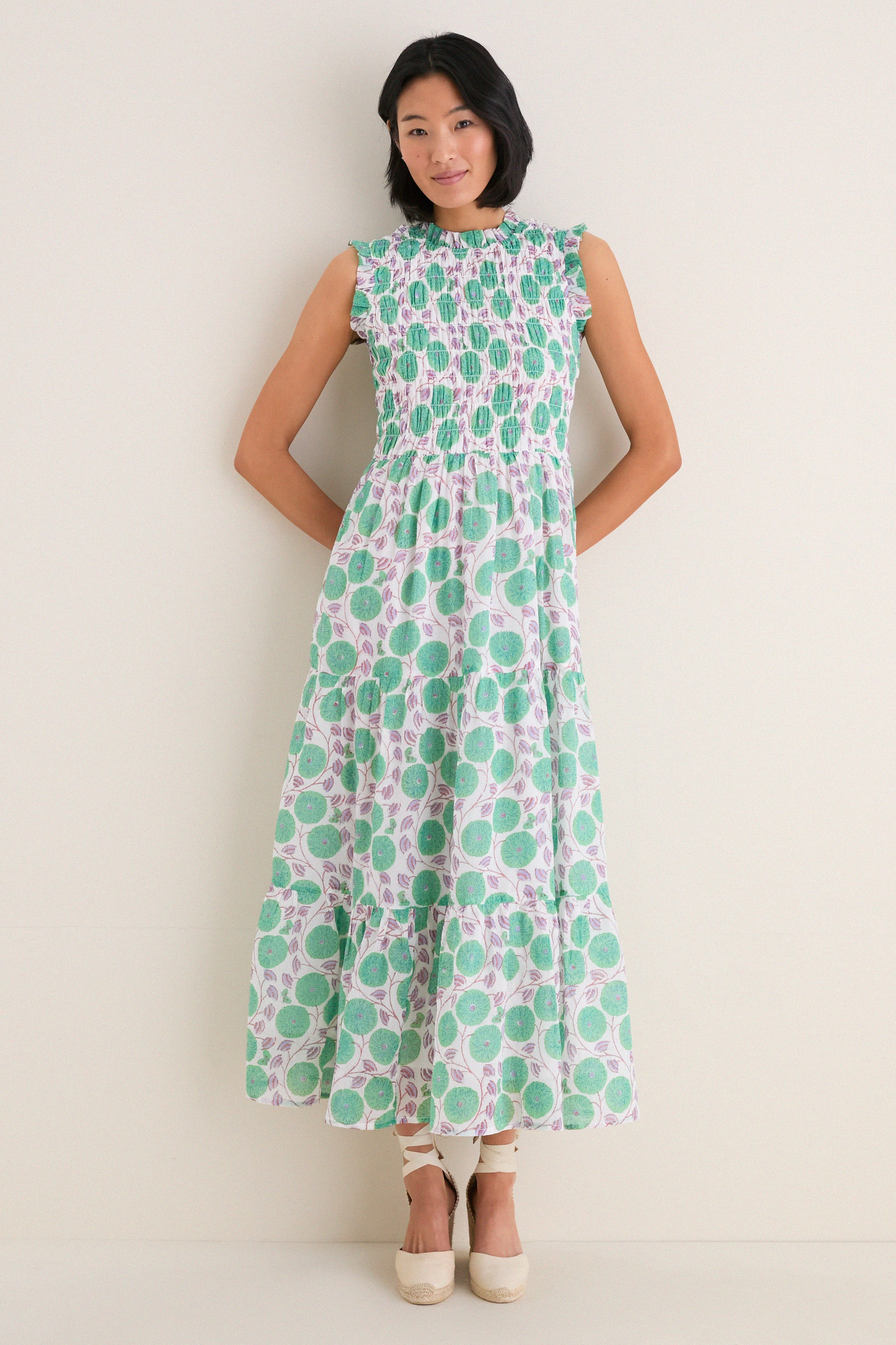 Monarch Green Sleeveless Smocked Maxi Dress | Tuckernuck (US)