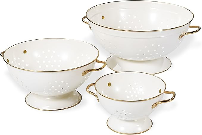 Metal Colander Set of 3, Strainer Basket with Handles perfect for Spaghetti, Pasta, Berry, Vegeta... | Amazon (US)