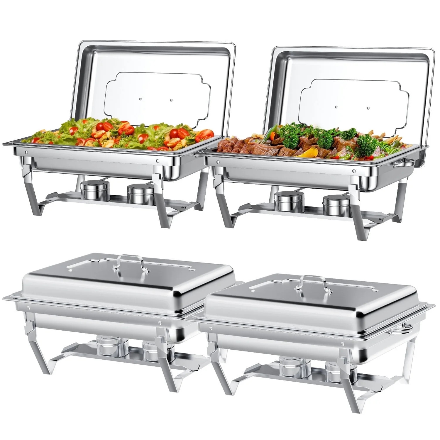 Chafing Dish Buffet Set 4 Pack: TINANA 8QT Stainless Steel Chafing Dishes for Buffet, Chafers and... | Walmart (US)