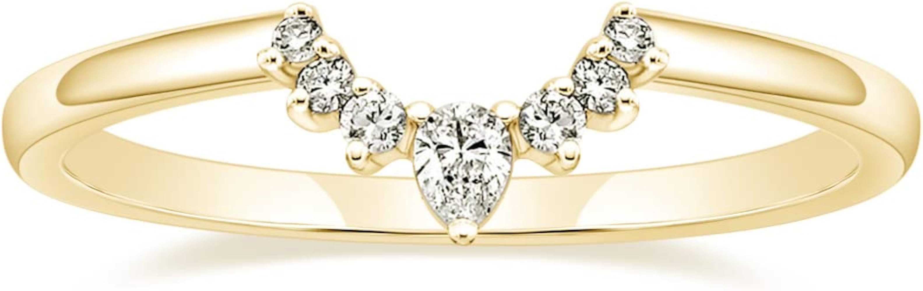 Mameloly Wedding Bands for Women Pear & Round Shaped CZ Cubic Zirconia Curved Stackable Engagemen... | Amazon (US)