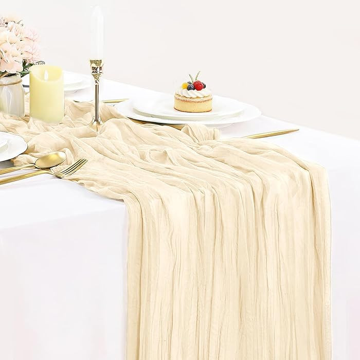 10ft Cream Beige Cheese Cloth Table Runner, 35x120 Inches Ivory Gauze Table Runner Rustic Cream C... | Amazon (CA)