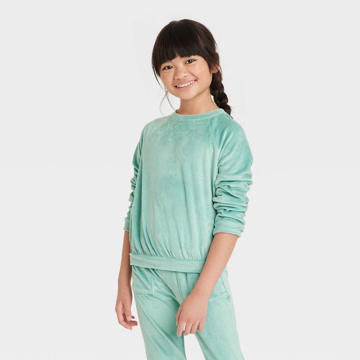 Girls' Crewneck Micro Fleece Pullover Sweatshirt - Cat & Jack™ | Target