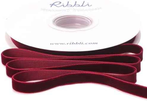 Ribbli Burgundy Velvet Ribbon 3/8 Inches Continuous10 Yard Spool Red Christmas Ribbon for Gift Wr... | Amazon (US)