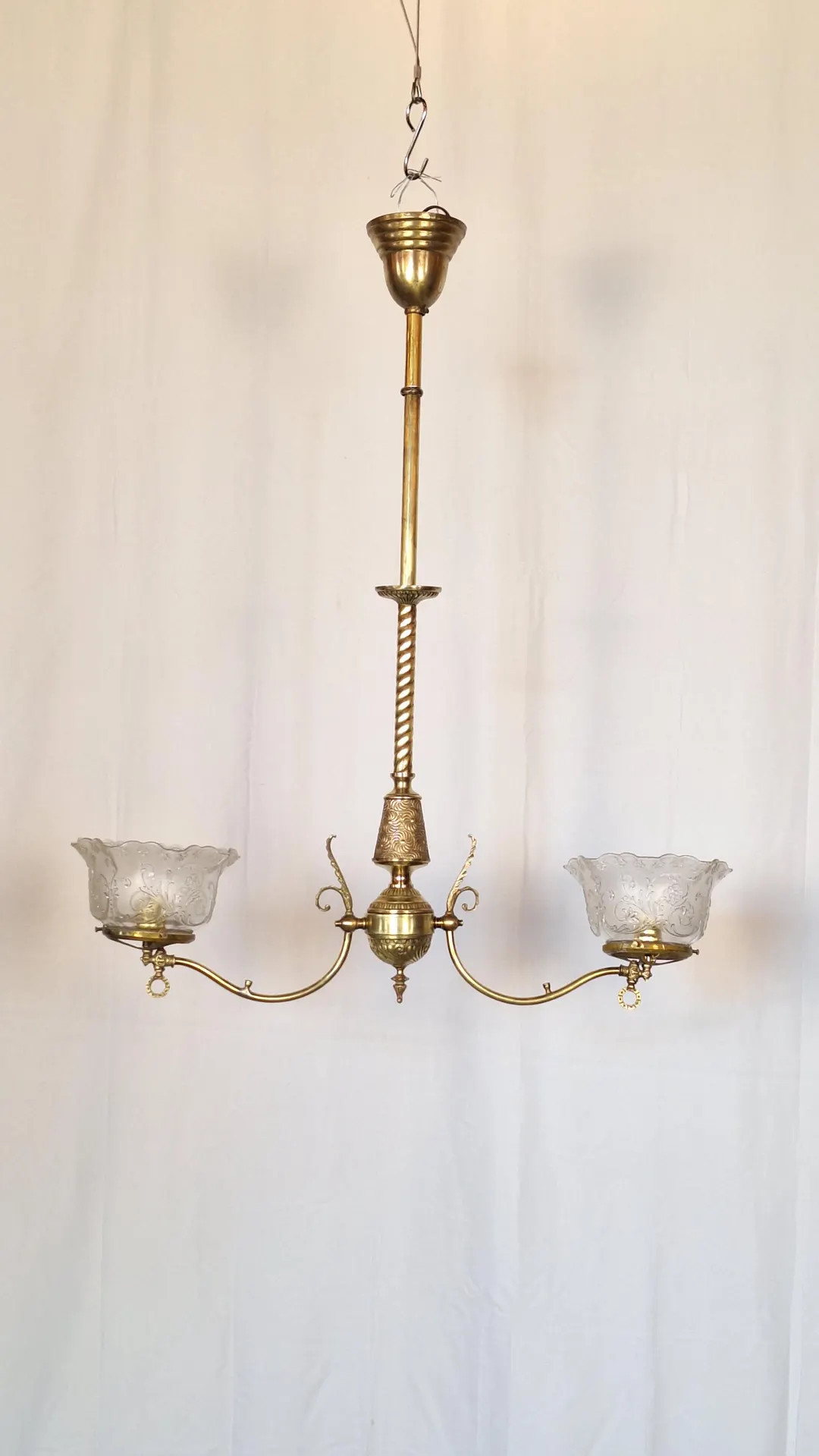 Victorian Gas Chandelier With Frosted Glass Shades, Antique Ceiling Light From Victorian Home - E... | Etsy (US)