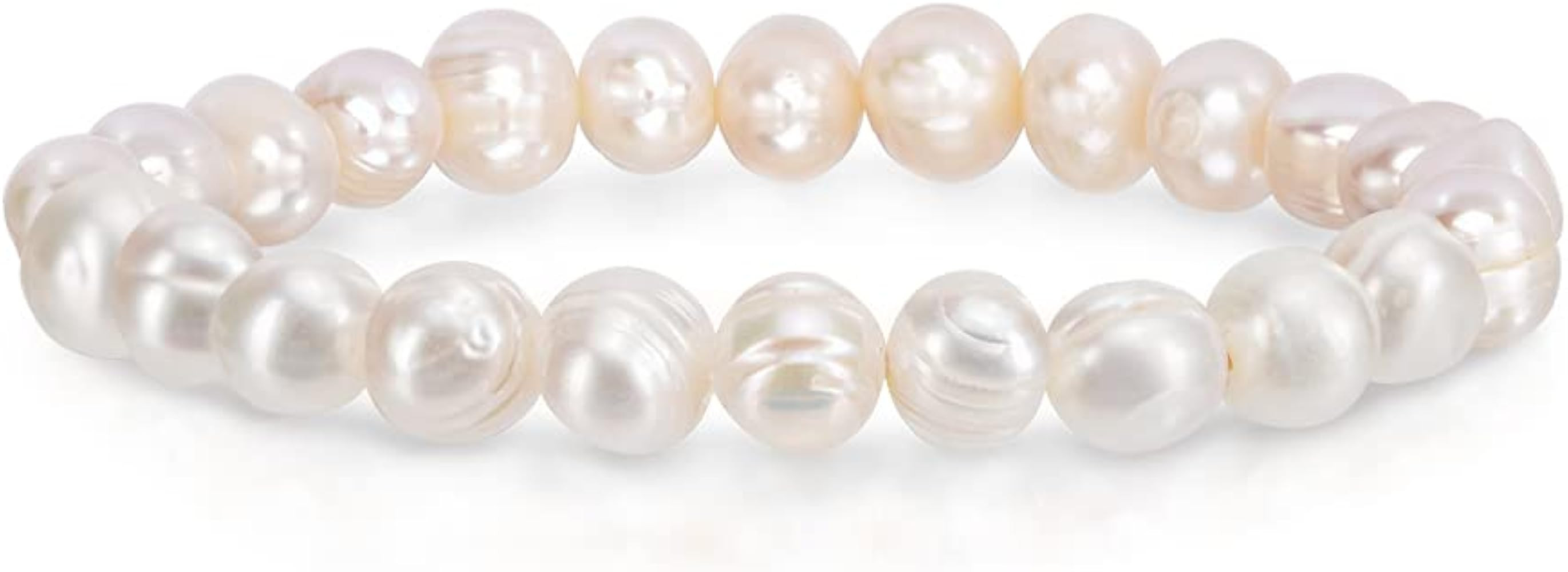 Savlano 8-9MM Cultured Freshwater Baroque Pearl Stretch Bracelet 7 Inches. Available In a Range o... | Amazon (US)