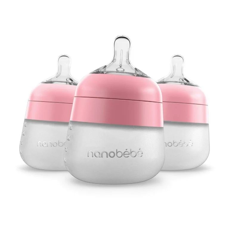 Nanobebe Flexy Silicone Baby Bottles, 3 Pack, Pink, 5 oz | Walmart (US)