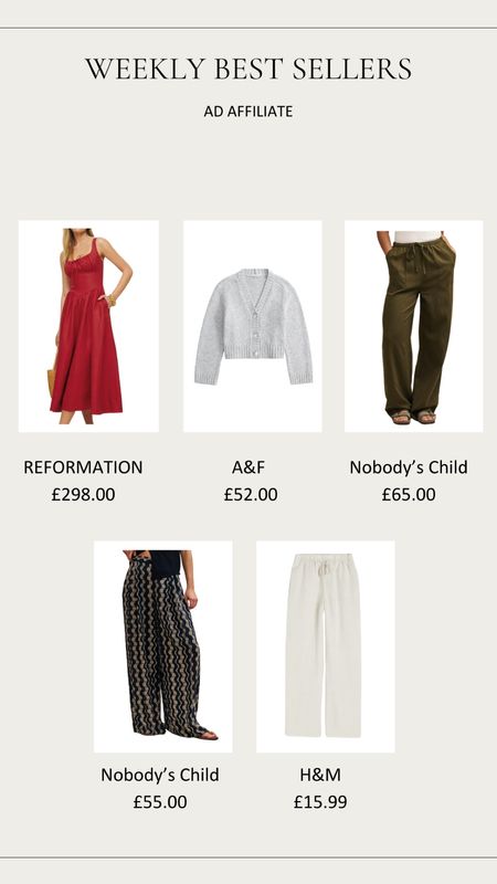 Weekly Best Sellers! 

Summer Style, Summer Outfit, Jeans, Abercrombie & Fitch, Red Midi Dress, Outfit Inspiration, Outfit Ideas, Linen Trousers, Cardigan 

#LTKuk #LTKsummer #LTKstyletip