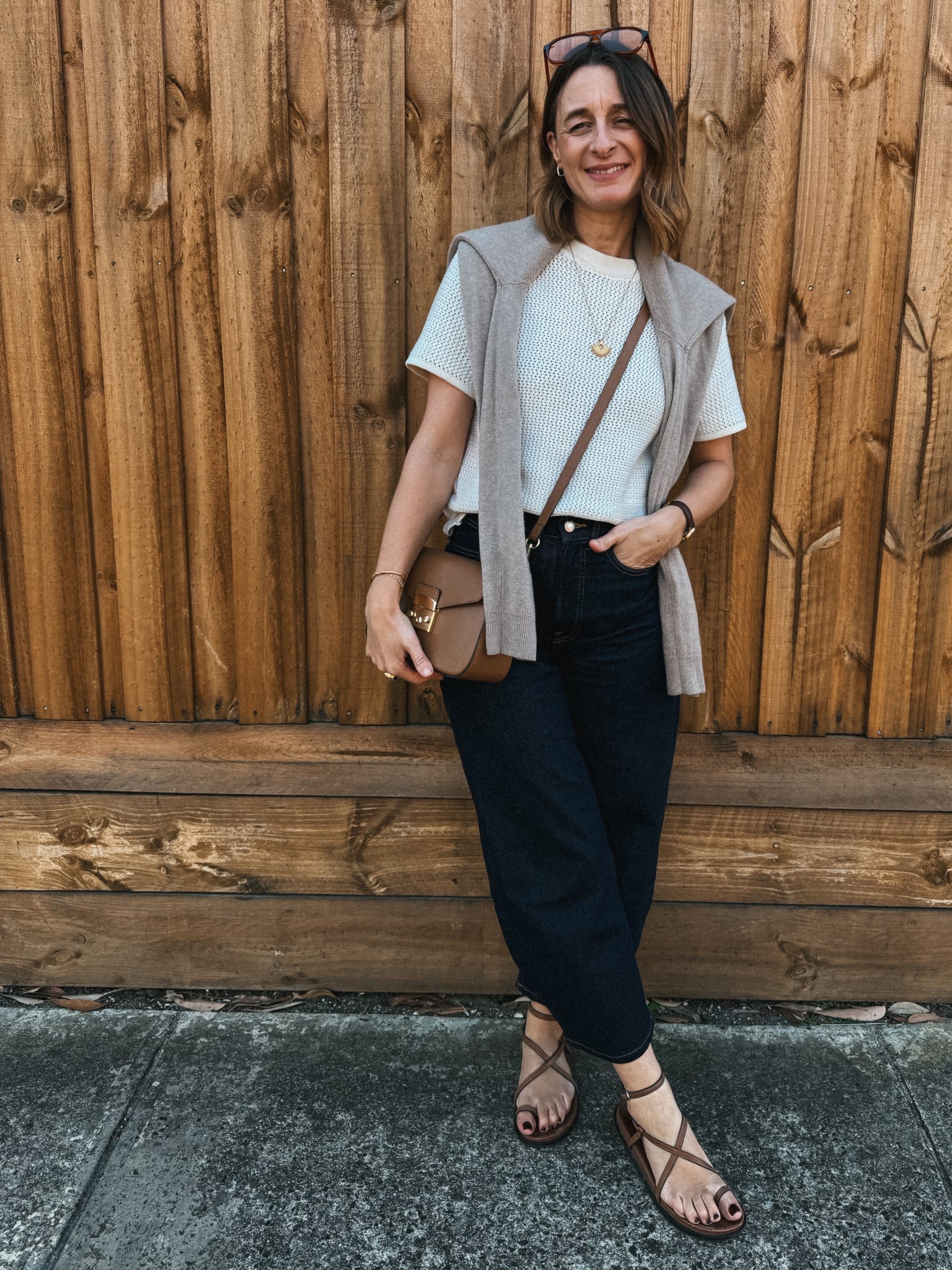 Sweater - Uniqlo. Sized up to a medium 
Knitted tee - Assembly Label old. Wearing a size 8
Jeans - Everlane. Watering my usual size 26 (inseam 27)
Sandals - Assembly Label tts 
Bag - Republic of Florence Margo  

#LTKautumn #LTKnewzealand #LTKaustralia