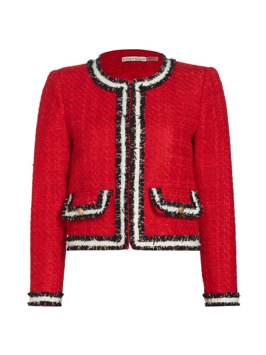 Alice + Olivia Landon Cropped Tweed Jacket | Saks Fifth Avenue
