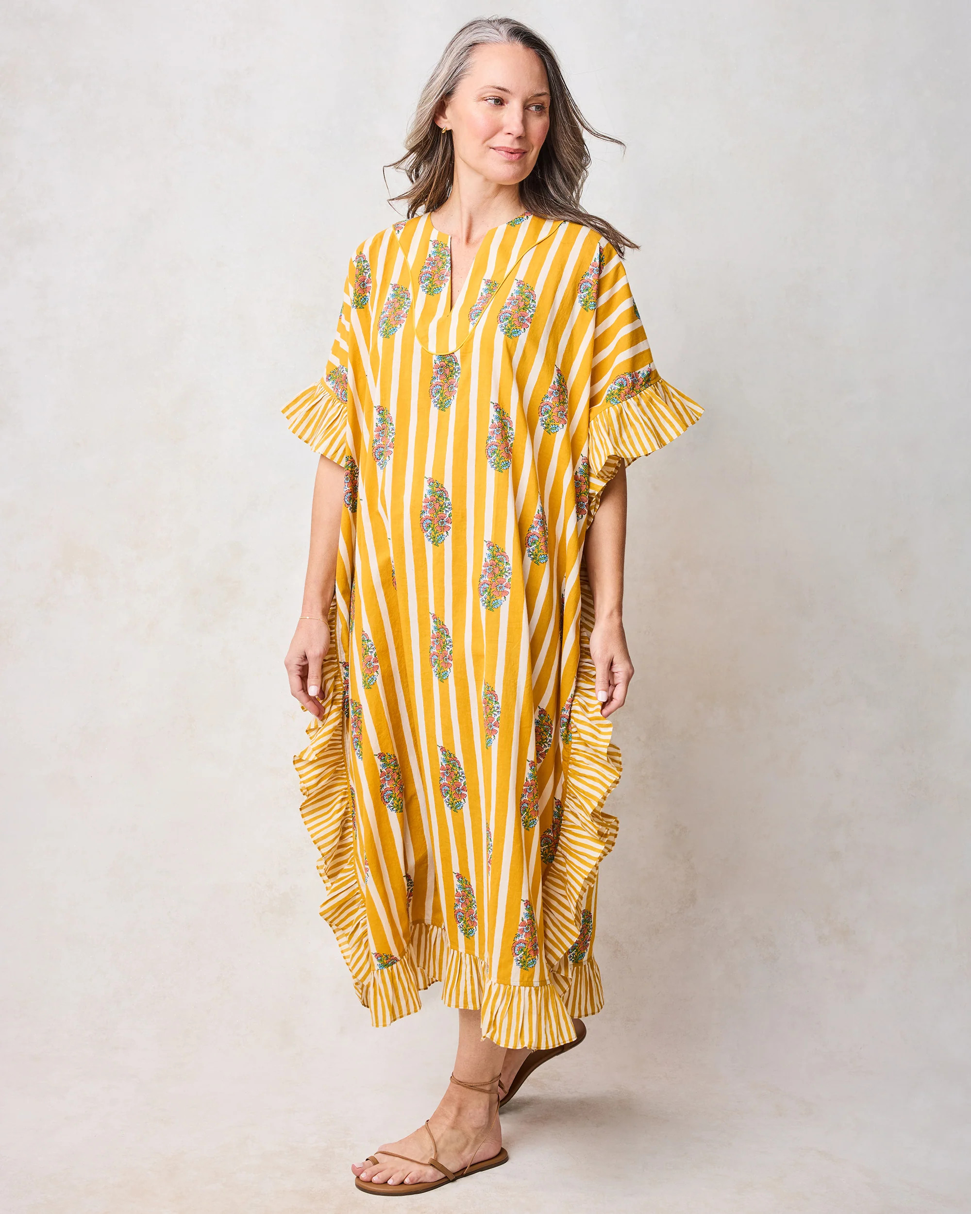 Paisley Petals - Harbor Caftan - Chamomile Glow | Printfresh
