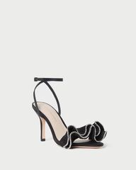 Estella Black/Rhinestone Ruffle Sandal | Loeffler Randall