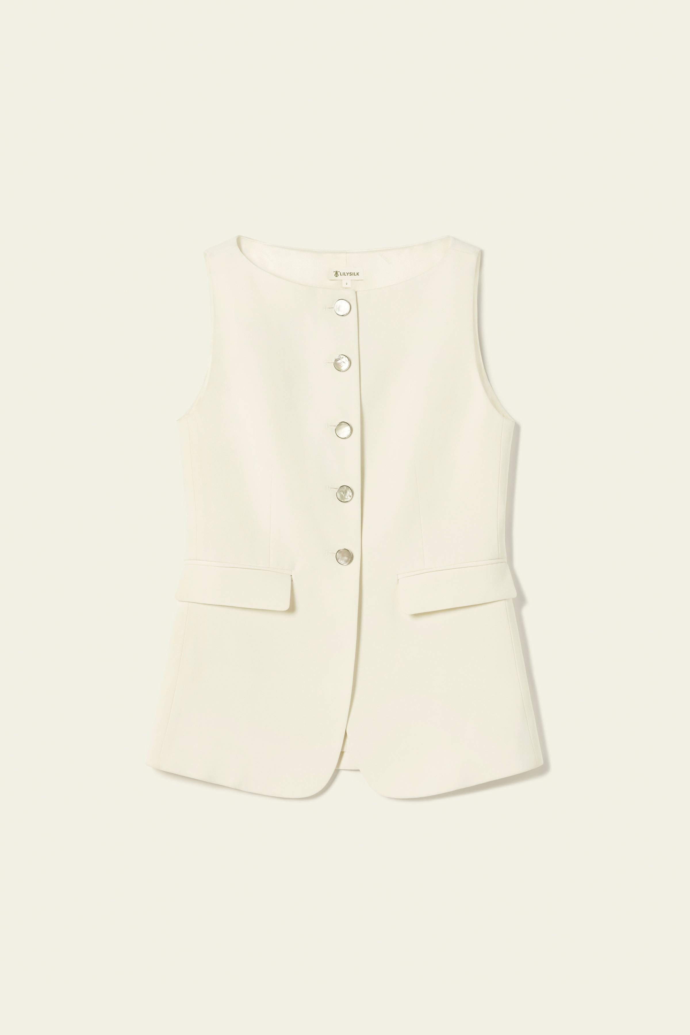 Sleeveless Button Up Silk Vest | LilySilk