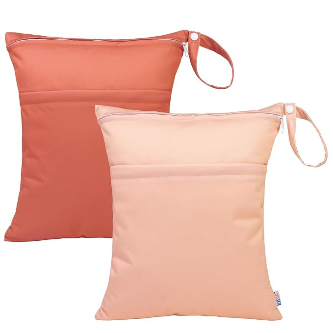 ALVABABY 2pcs Cloth Diaper Wet Dry Bags Waterproof Reusable with Two Zippered Pockets Travel Beac... | Amazon (US)