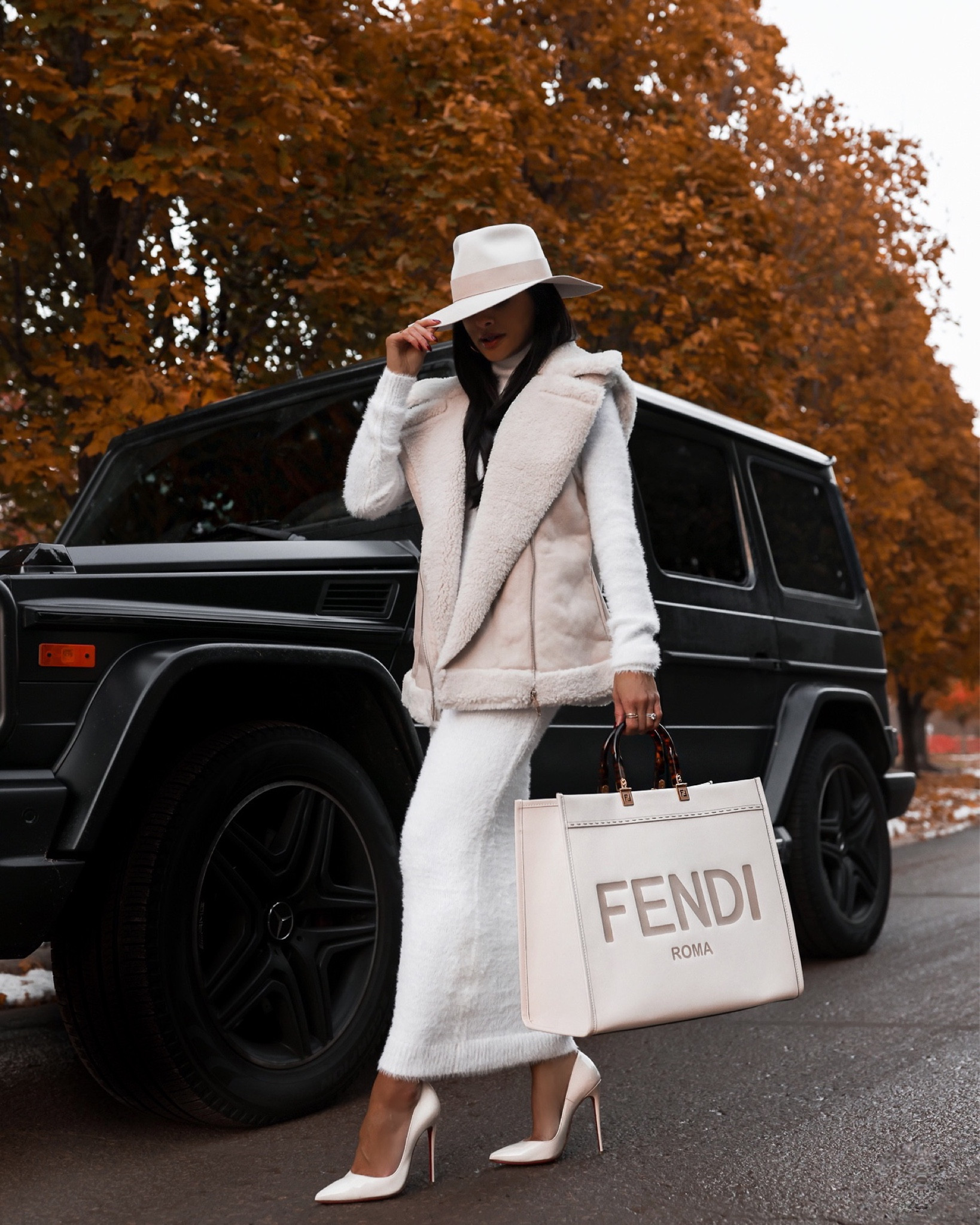 November workwear / chic outfit ideas
Nordstrom white dress wearing an XS
Nordstrom white shearling vest wearing an XS
Fendi bag
Christian Louboutin heels - linked similar
 Thanksgiving outfit ideas by @miamiamine

#LTKHoliday #LTKfindsunder100 #LTKworkwear