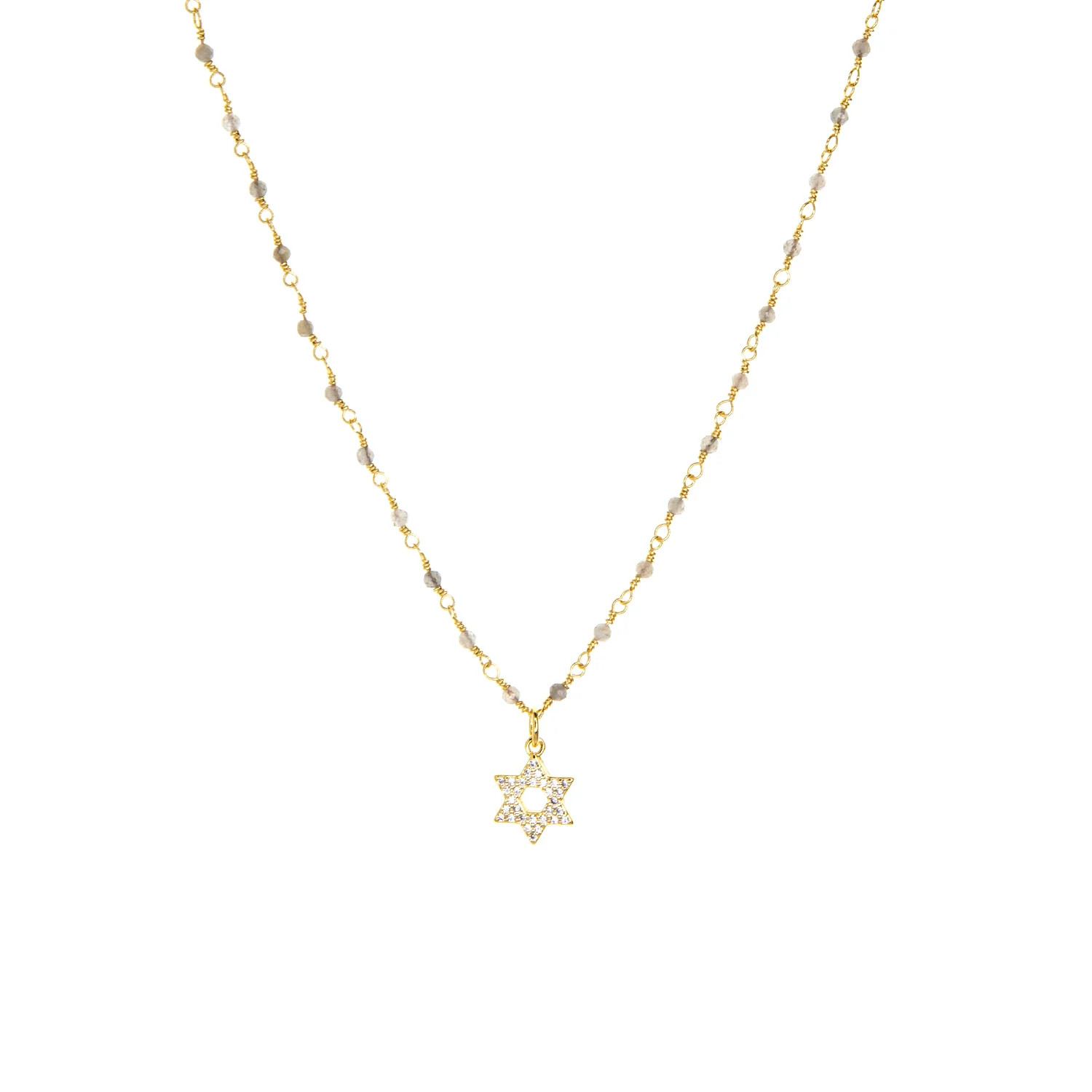 natural stone necklace with cz Star of David charm | Marlyn Schiff