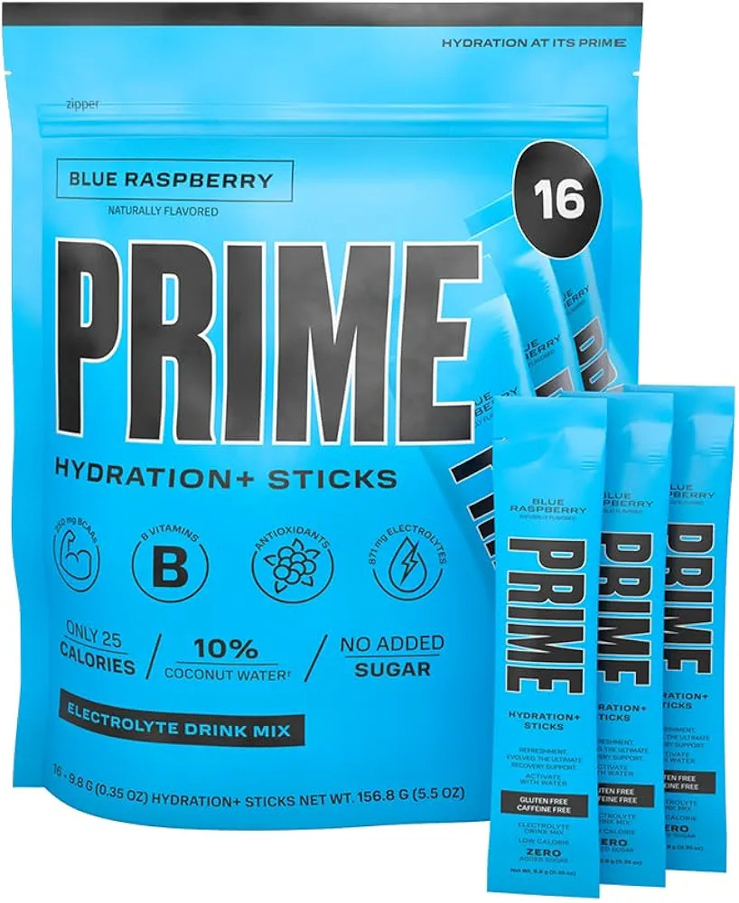 PRIME HYDRATION+ Sticks Blue Raspberry | Hydration Powder Single Serve Sticks | Electrolyte Powde... | Amazon (US)