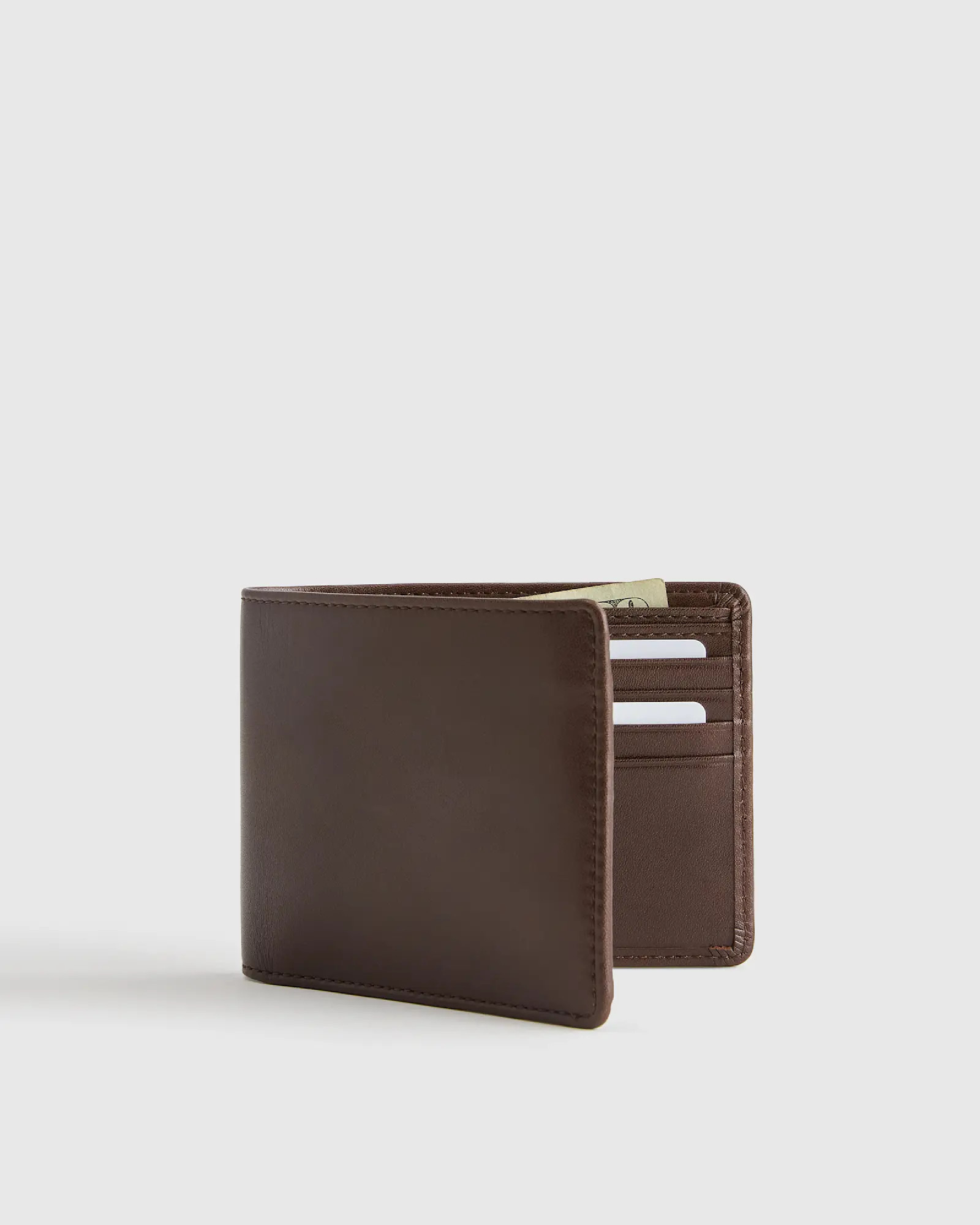 Italian Leather Bifold Wallet in Dark Brown | Quince