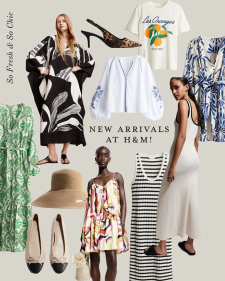 NEW at H&M! 
-
Summer dress - summer outfit - spring outfit - stretchy dress - black and white striped dress - large brim hat - Chanel ballet flat dupes - cap toe ballet flats - black and white printed kaftan dress - blue and white printed dress with sleeves - long sleeve dress - tie belt dress green and white - white midi dress with black trim - leopard print Slingbqck heels - graphic t shirt - affordable summer fashion - vacation outfit - European summer outfit - black leather sandals - blue and white embroidered blouse with sleeves - mini dress with sleeves - midi dress with sleeves - brunch outfit - neutral rib knit dress #LTKShoeCrush

#LTKMidsize #LTKFindsUnder100 #LTKStyleTip