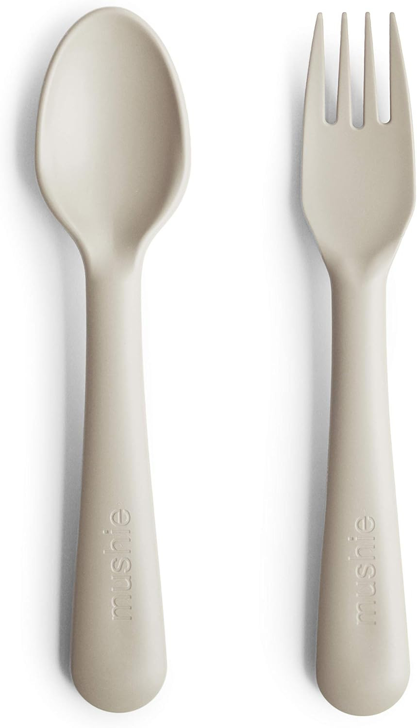 mushie Flatware Fork and Spoon Set for Kids | Made in Denmark (Ivory) | Amazon (US)