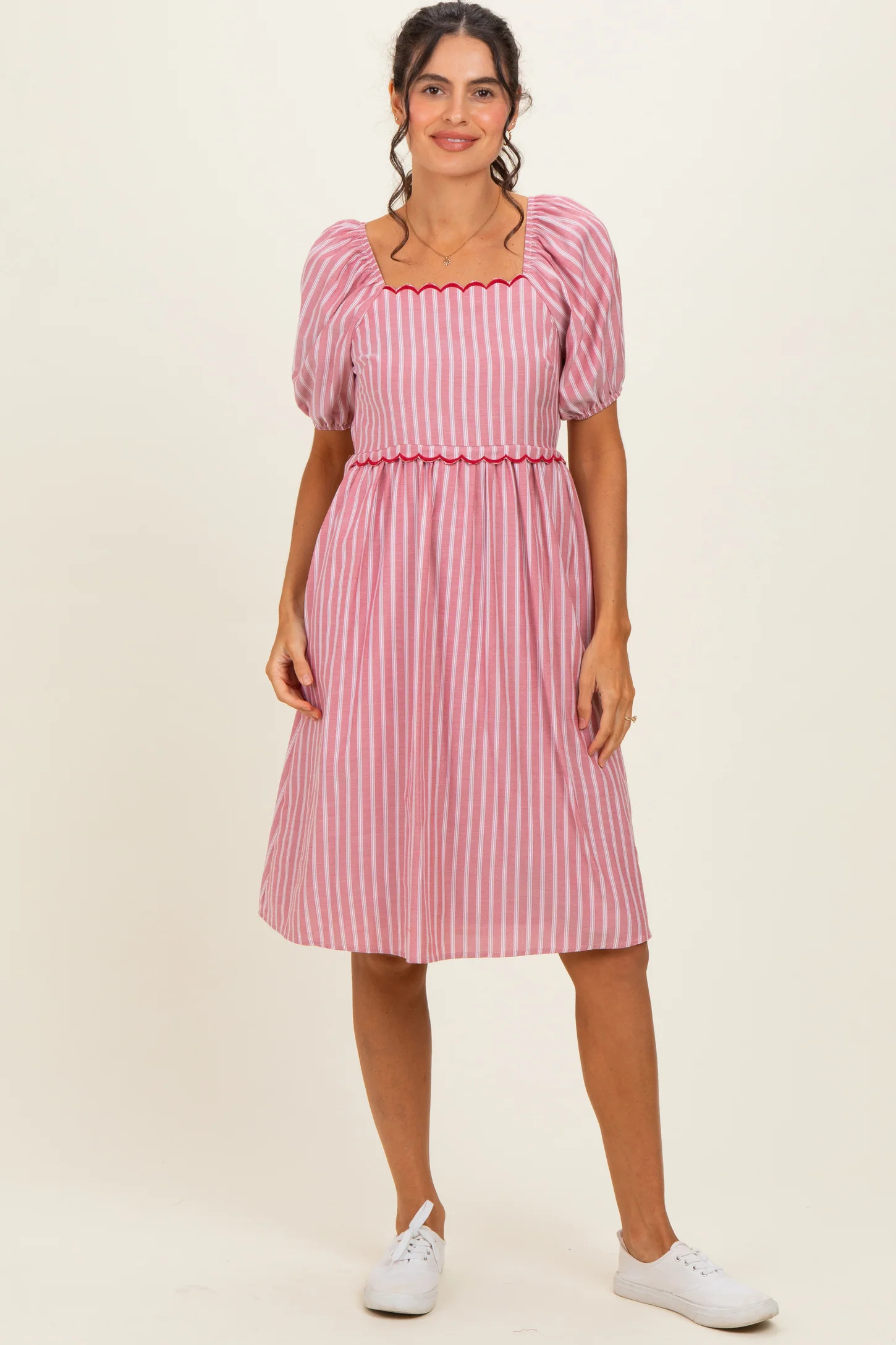 Red Gingham Square Neck Dress | PinkBlush Maternity