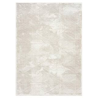 Bazaar Zen Cream 5 ft. x 7 ft. Abstract Area Rug | The Home Depot