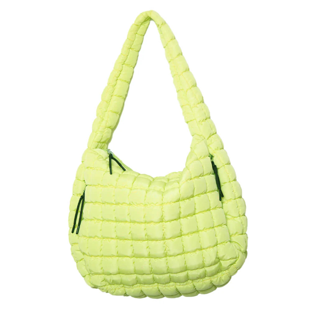 Lime Yellow Oversized Quilted Hobo Tote Bag | Katydid.com