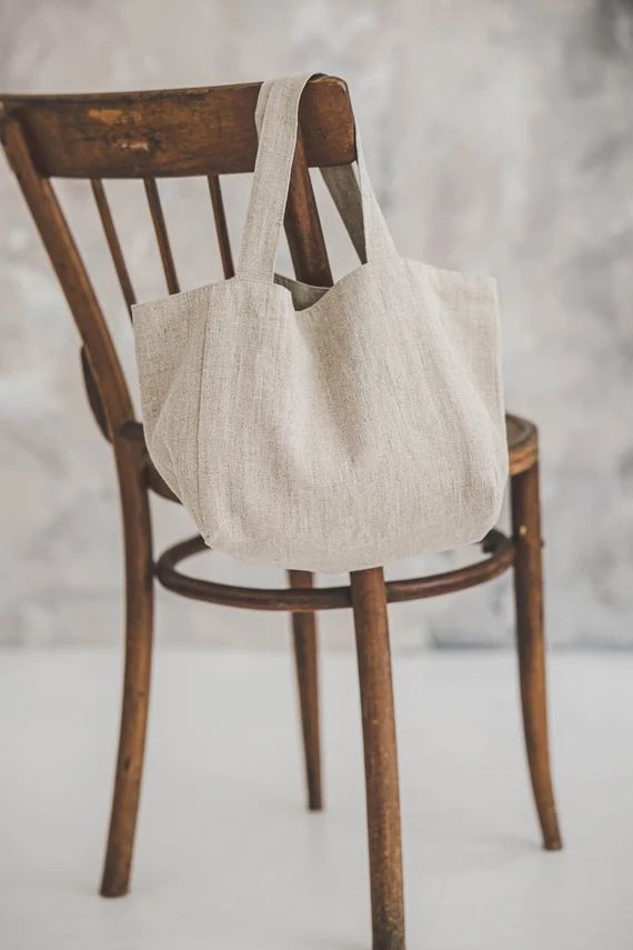 Small linen bag, Natural linen handbag for women and men, Small linen tote bag, Eco friendly summ... | Etsy (US)