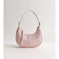 Light Pink Grained Faux Leather Oval Buckle Shoulder Bag Vegan New Look | New Look (UK)