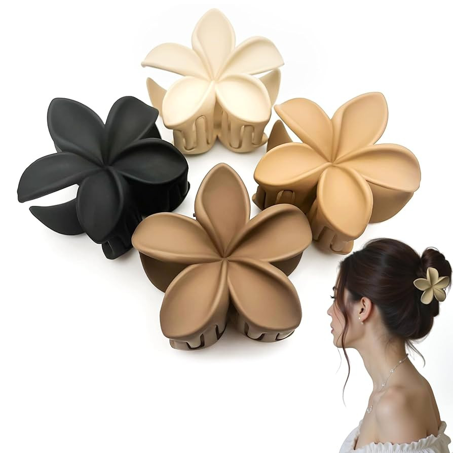 4pc Nonslip Matte Flower Hair Clips for Women Thick/Thin Hair Accessories for Women Neutral Flowe... | Amazon (US)