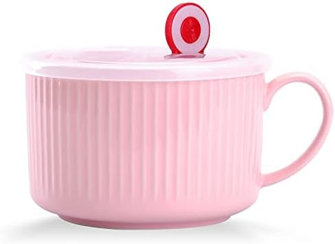 WHJY 30oz Ceramic Bowl with Lid and Handle for Soup and Instant Noodles Mug, Modern Simple Style,... | Amazon (US)