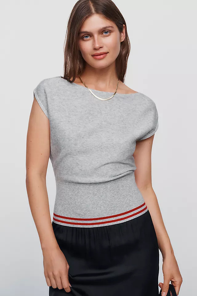 Cotton-Wool Short-Sleeve Banded Sweater | Anthropologie (US)