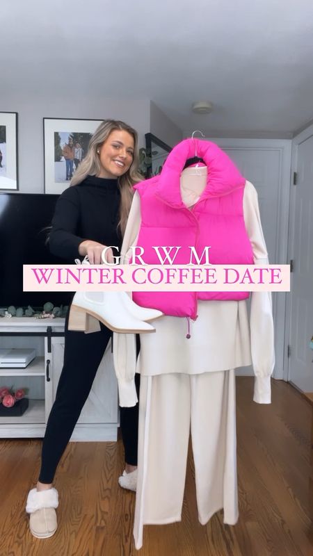 GRWM coffee shop date! Amazon fashion, cozy matching set and hot pink cropped vest 💗

#LTKSeasonal #LTKstyletip #LTKunder50
