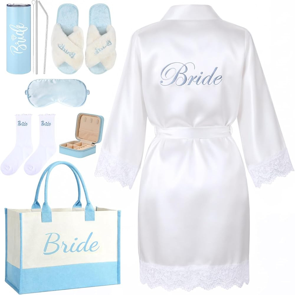 Patelai 7pcs Something Blue Bridal Shower Box Gift Bride to Be Wedding Gift Sets for Women with R... | Amazon (US)