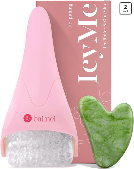 BAIMEI IcyMe Ice Roller for Face and Gua Sha Facial Tool Set, Ice Face Roller Reduces Puffiness R... | Amazon (US)