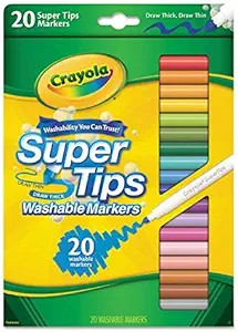 Crayola 588106 Washable Super Tips Markers, Assorted, 20/Set | Amazon (US)