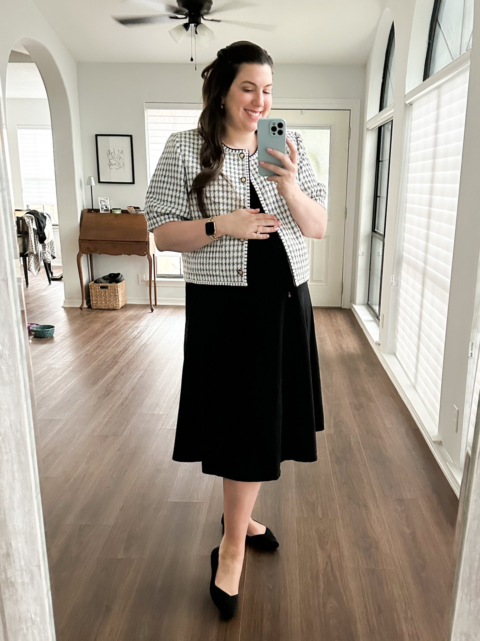 Workwear #ootd 3/26/25 

My tweed jacket is 30% off! And my maternity dress is under $30 🙌🏻

Womens business professional workwear and business casual workwear and office outfits midsize outfit midsize style maternity style maternity workwear 

#LTKSaleAlert #LTKWorkwear #LTKBump