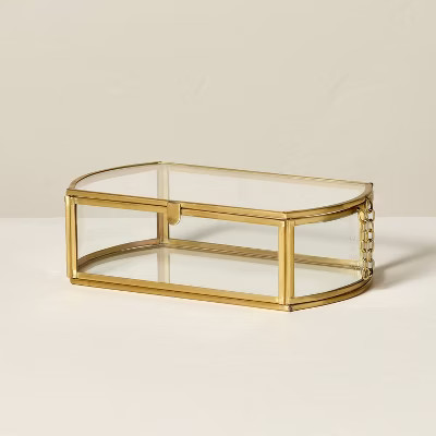 Decorative Glass and Brass Storage Box Antique Finish - Hearth & Hand™ with Magnolia: Farmhouse... | Target