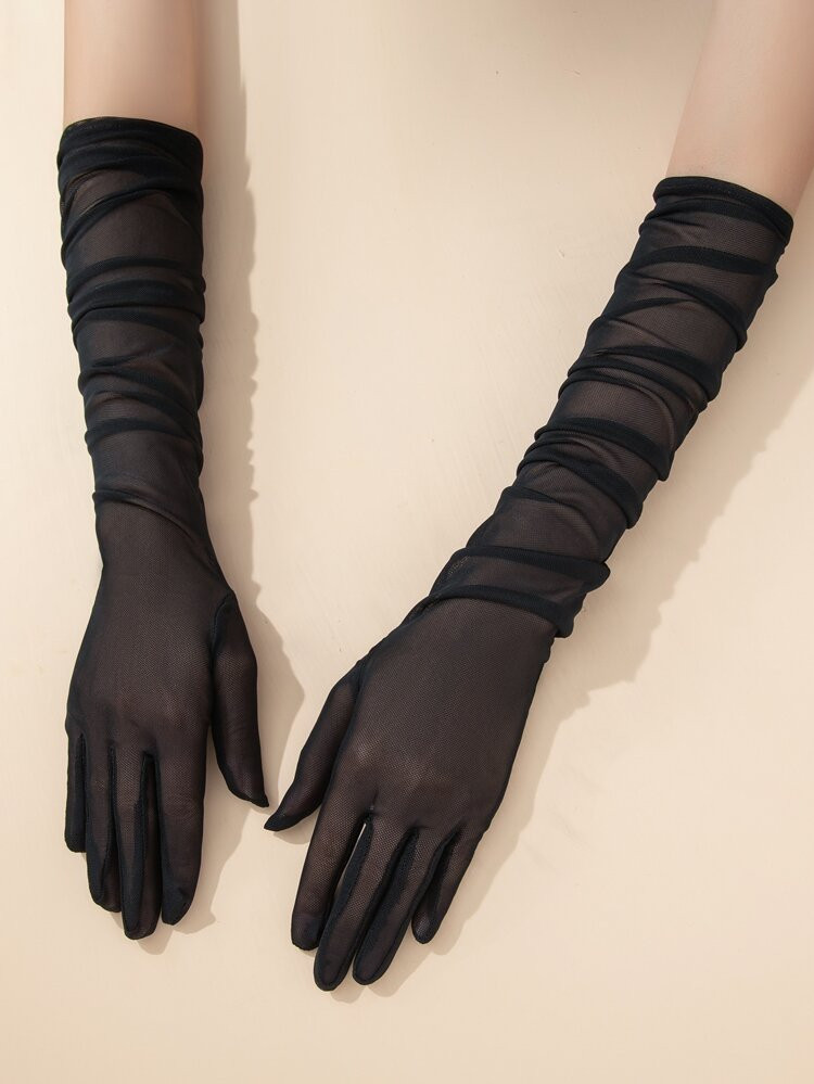 Plain Long Mesh Gloves | SHEIN