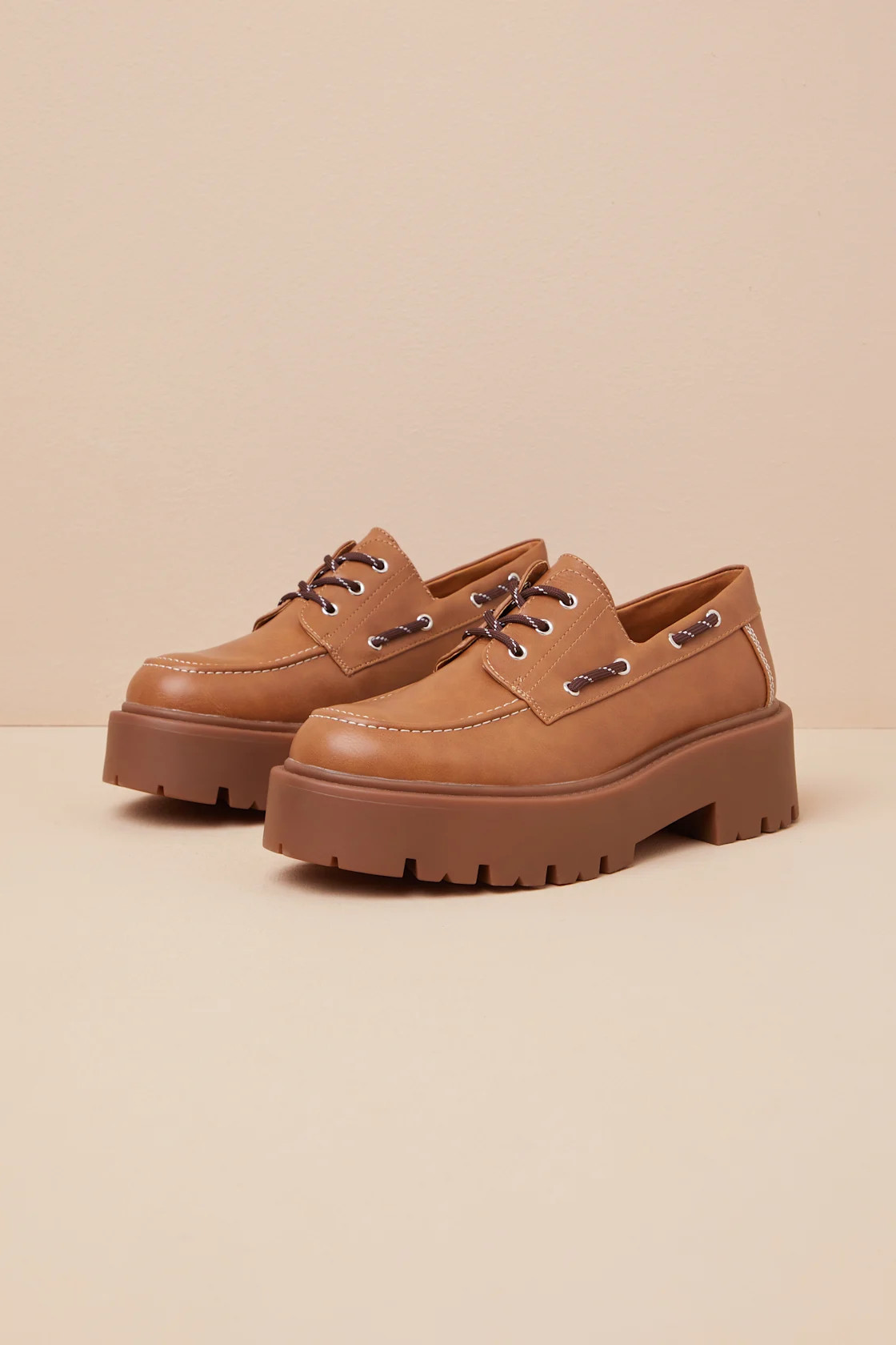 Caden Tan Lace-Up Platform Loafers | Lulus