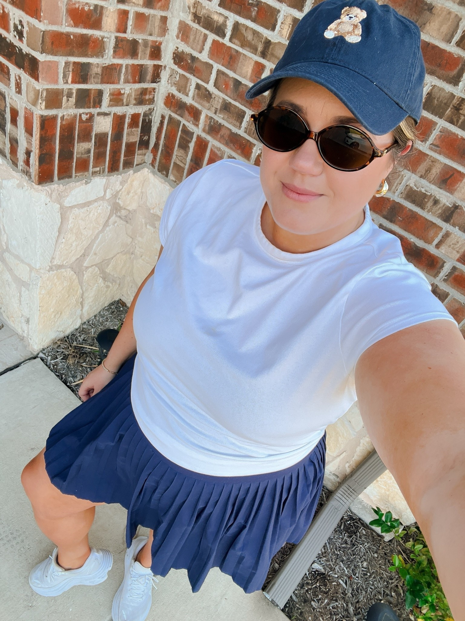 Today’s work & mommin’ ootd 💙 The skirt is actually a dress and I’ve been putting a tshirt on over it and tying it in a knot in the back to add some more coverage up top. And there are shorts underneath! Also can we talk about how cute this teddy bear hat is?! Saw it on Pinterest and needed it!

#LTKootd #LTKMidsize #LTKActive