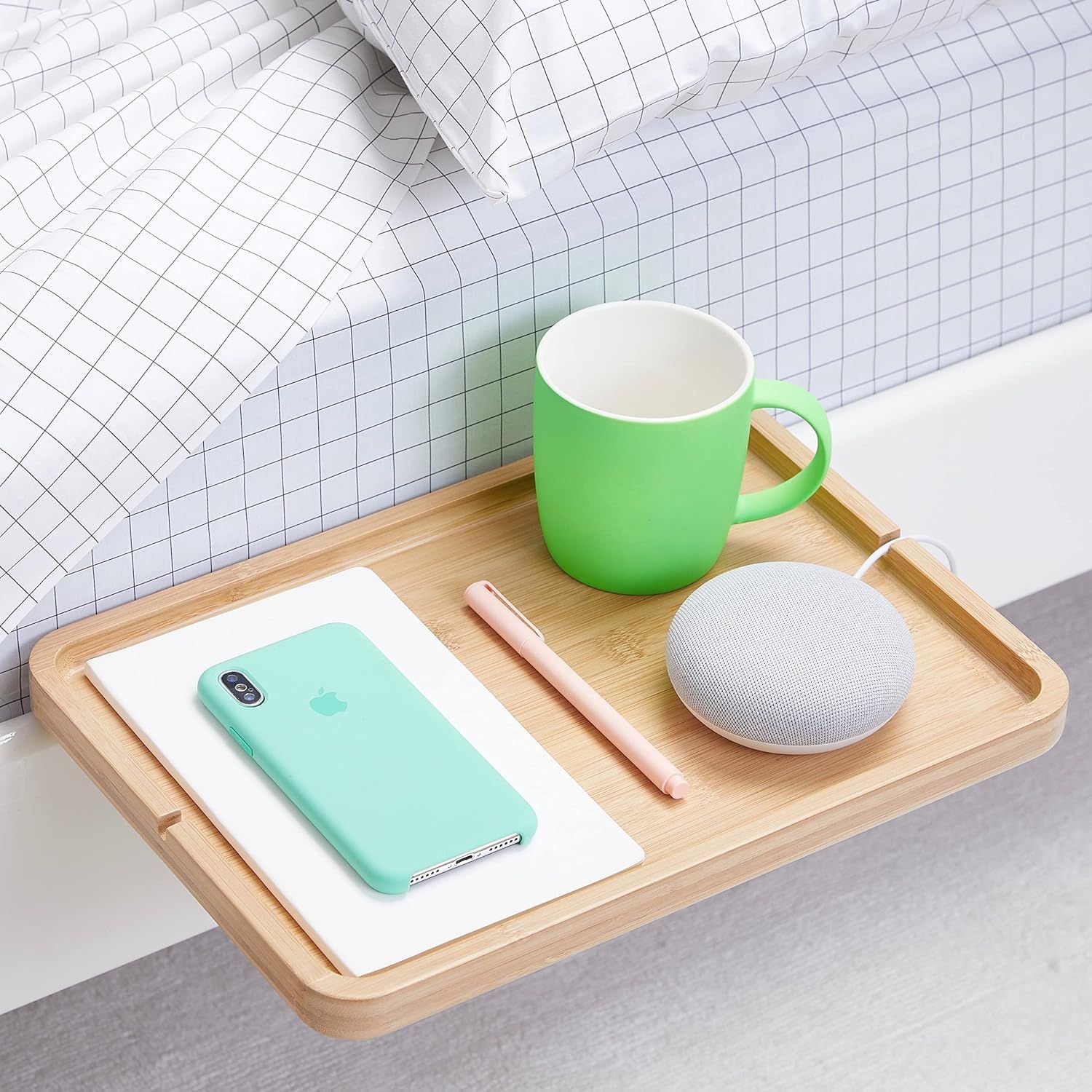 BedShelfie Wood Bedside Shelf for Bed & Bunk Bed Shelf College Dorm Room Essentials Tray Table Ca... | Amazon (US)